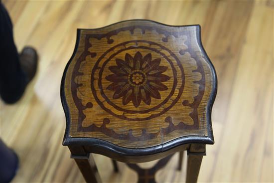 A 19th century satinwood and mahogany urn stand, W.1ft